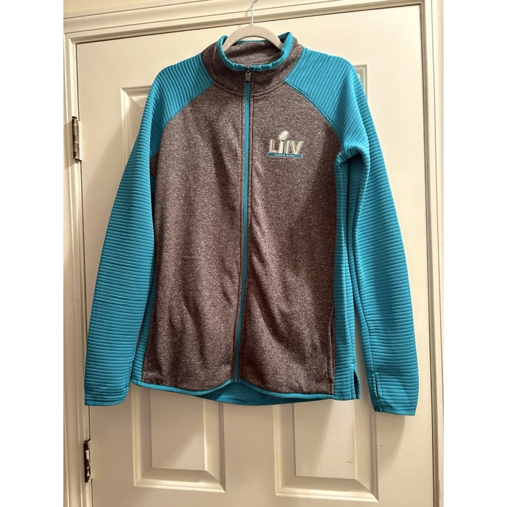 NFL Team Apparel Women's Medium Super Bowl LIV Full Zip Jacket Gray Teal NFL